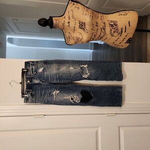 Lucky Brand Relaxed Blue Jeans with Distressed Details